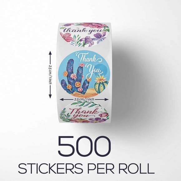 500 animals cactus thank you stickers watercolor - Picture 2 of 16